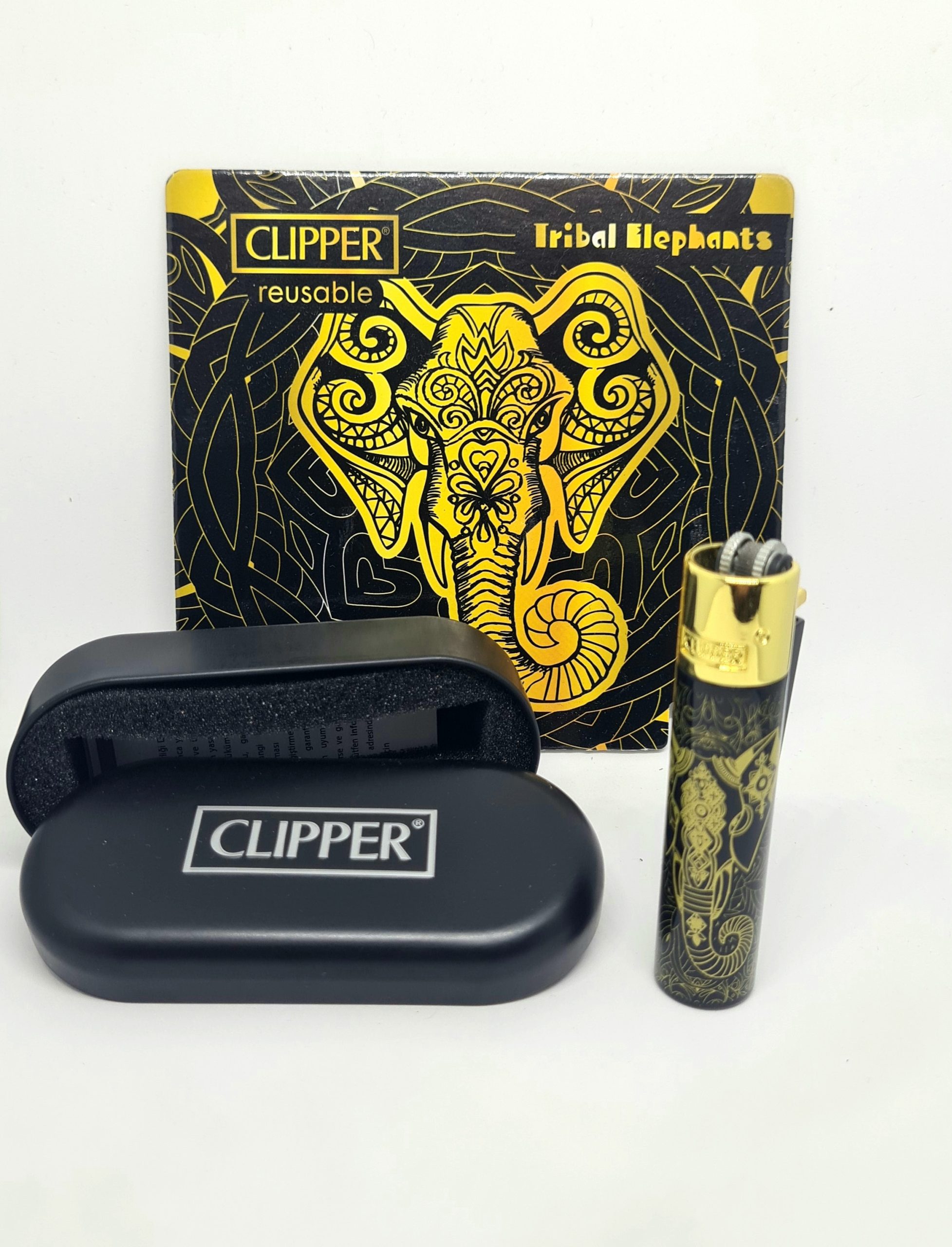 2351.jpg Accendino CLIPPER TRIBAL ELEPHANT 2 CON CONFEZIONE REGALO