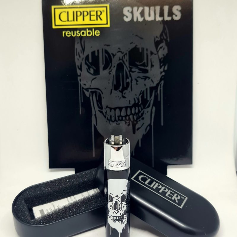 Accendino CLIPPER SKULLS METAL 2 CON CONFEZIONE REGALO