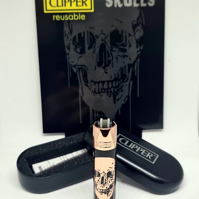Accendino CLIPPER SKULLS METAL 3 CON CONFEZIONE REGALO