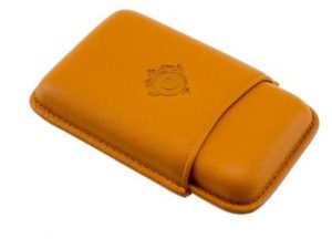 Portasigari per tre ammezzati toscani in pelle saffiano arancio