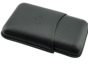 Portasigari per tre sigari medi in pelle saffiano nera cartujano