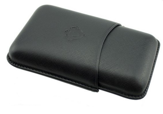Portasigari per tre sigari medi in pelle saffiano nera cartujano Portasigari per tre sigari medi in pelle saffiano nera cartujano