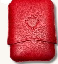 Portasigari per tre ammezzati toscani in pelle martellata rossa