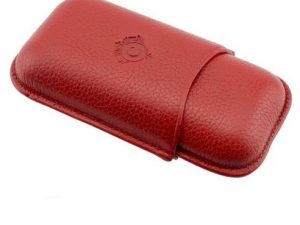 Portasigari per due sigari medi in pelle martellata rossa