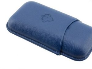 Portasigari per due sigari medi in pelle saffiano blu