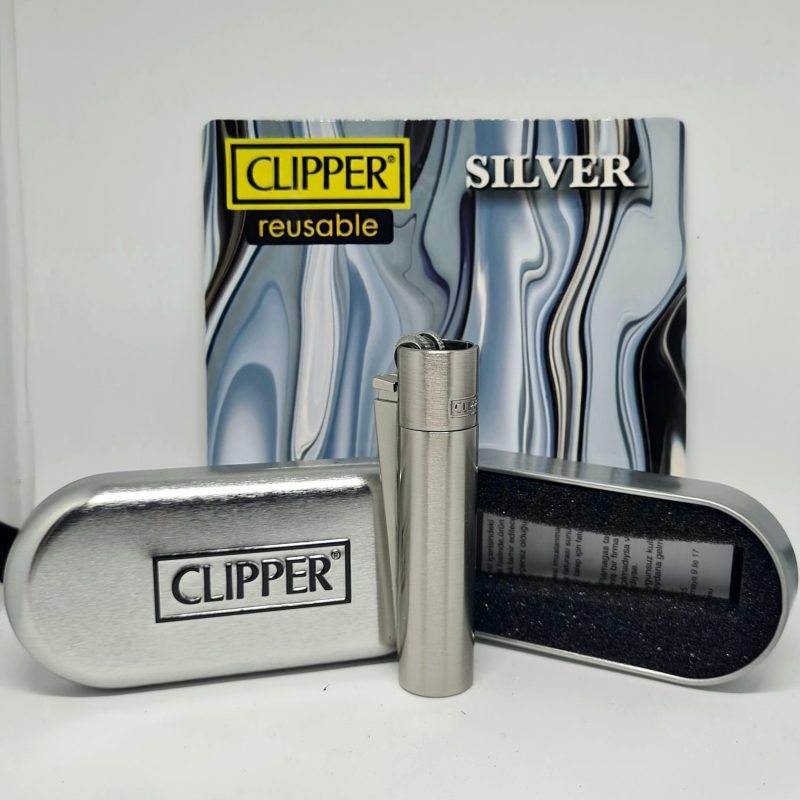 CLIPPER METAL SILVER SATINATO CON CONFEZIONE IN METALLO